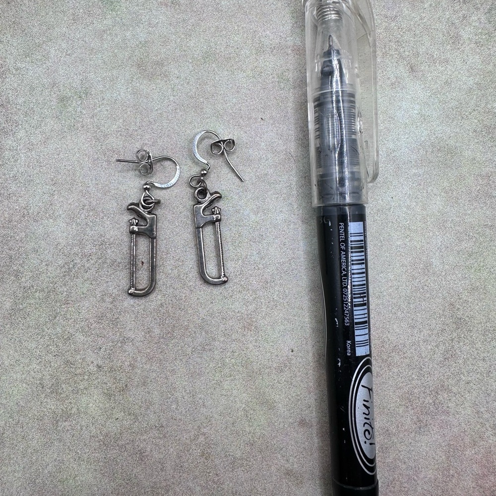 Unique Silver Tone Wrench Dangle Earrings - Picture 5 of 5